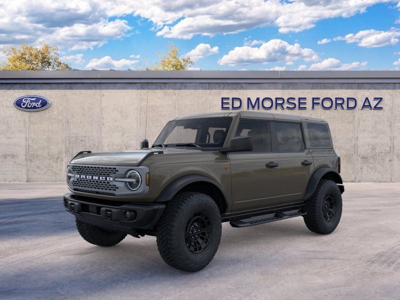 2026 Ford Bronco Badlands in Marsh Gray — front three-quarter view