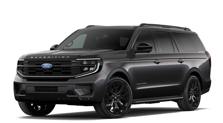 2027 Ford Expedition Max Platinum in Dark Matter Gray Metallic — front three-quarter view