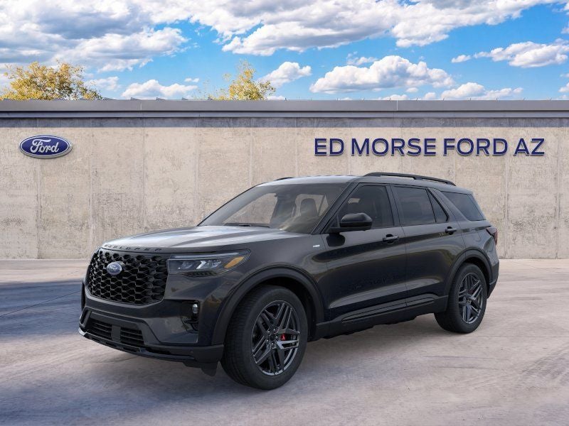 2026 Ford Explorer ST-Line in Agate Black Metallic — front three-quarter view
