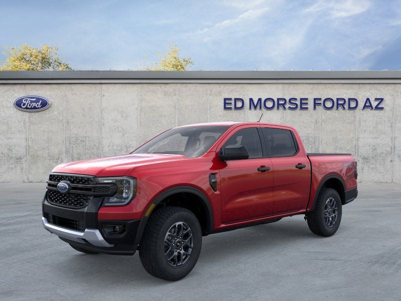 2026 Ford Ranger XLT in Ruby Red Metallic Tinted Clearcoat — front three-quarter view