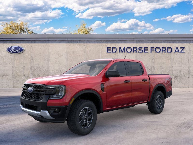 2026 Ford Ranger XLT in Ruby Red Metallic Tinted Clearcoat — front three-quarter view