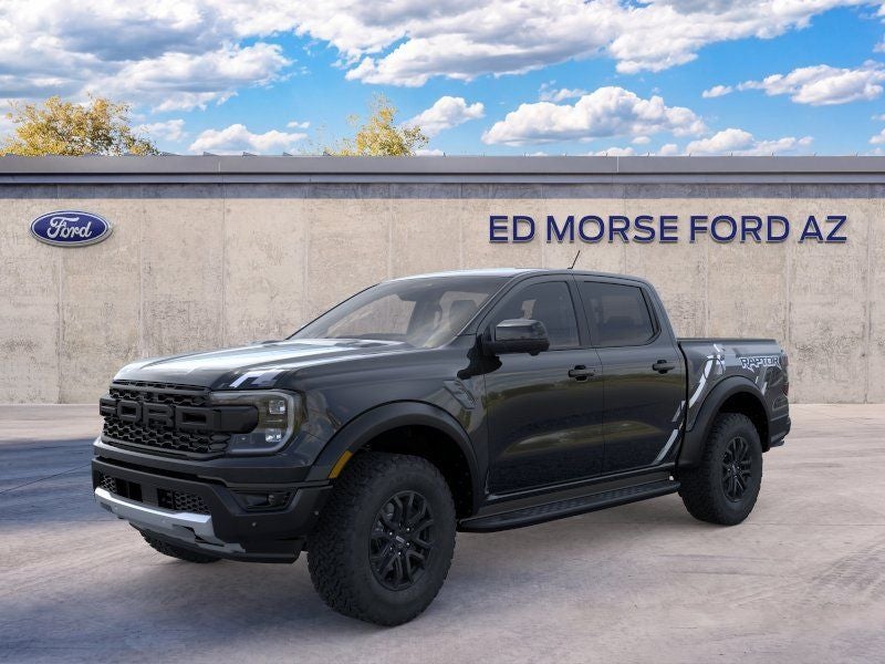 2026 Ford Ranger Raptor in Shadow Black — front three-quarter view