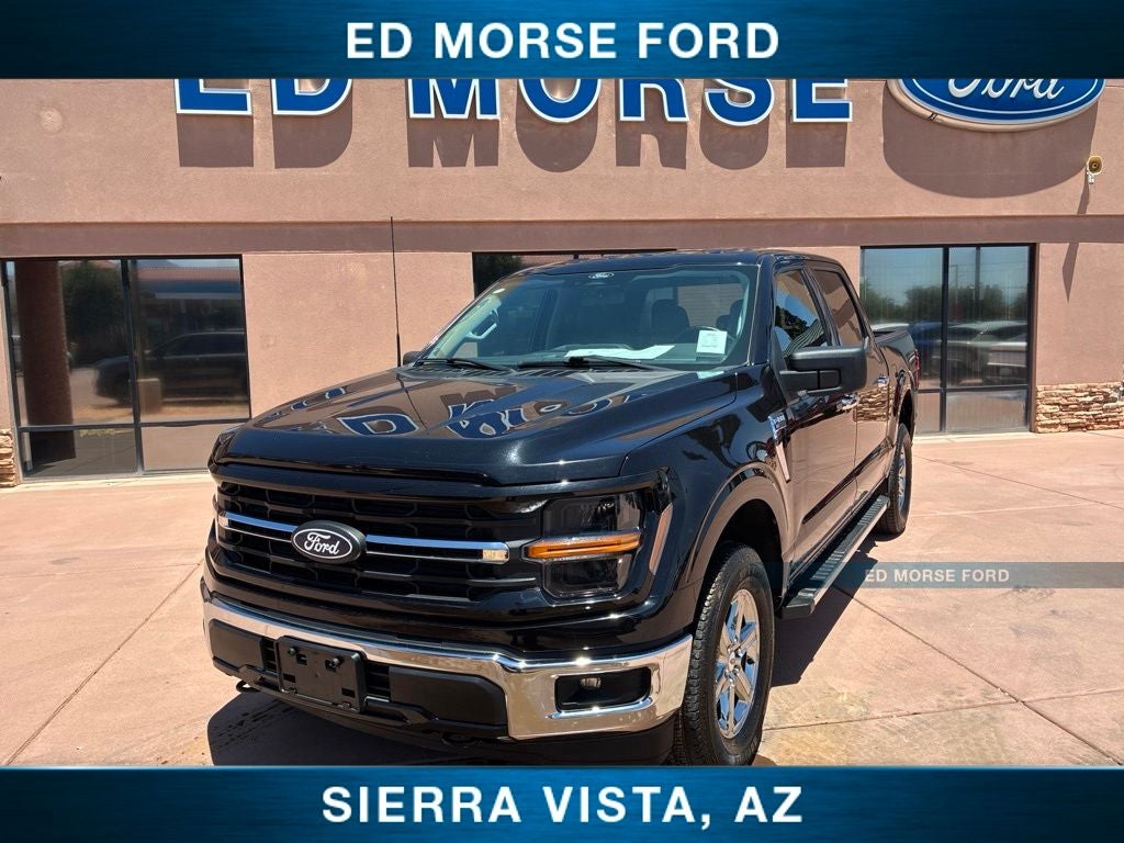 2025 Ford F-150 XLT in Black Metallic — front three-quarter view