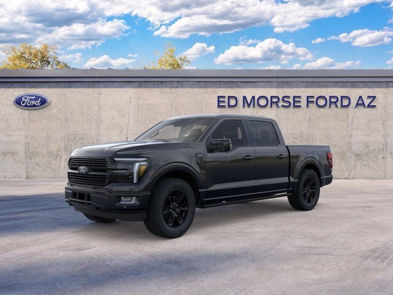 2025 Ford F-150 Platinum in Agate Black Metallic — front three-quarter view