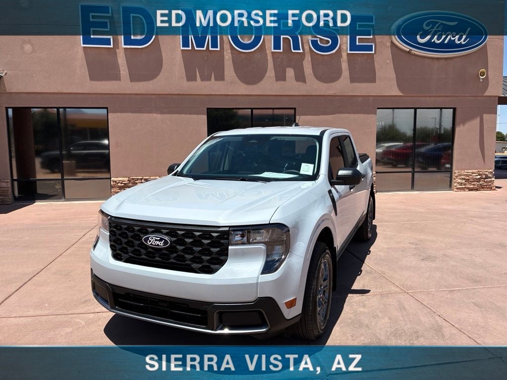2025 Ford Maverick XLT in Space White Metallic — front three-quarter view