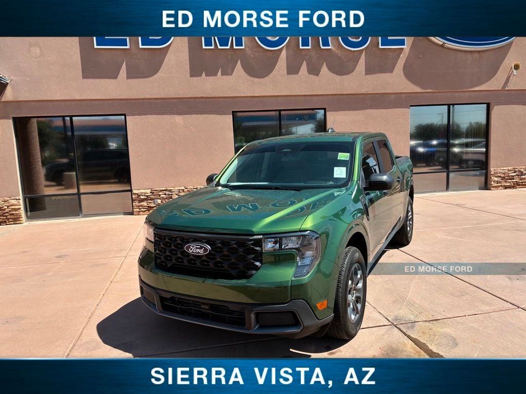 2025 Ford Maverick XLT in Eruption Green — front three-quarter view