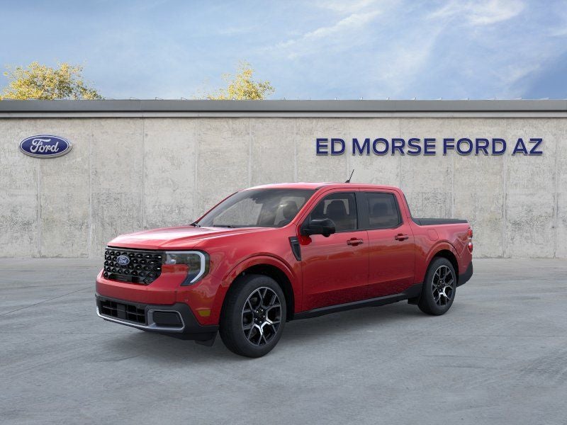 2026 Ford Maverick Lariat in Ruby Red Metallic Tinted Clearcoat — front three-quarter view