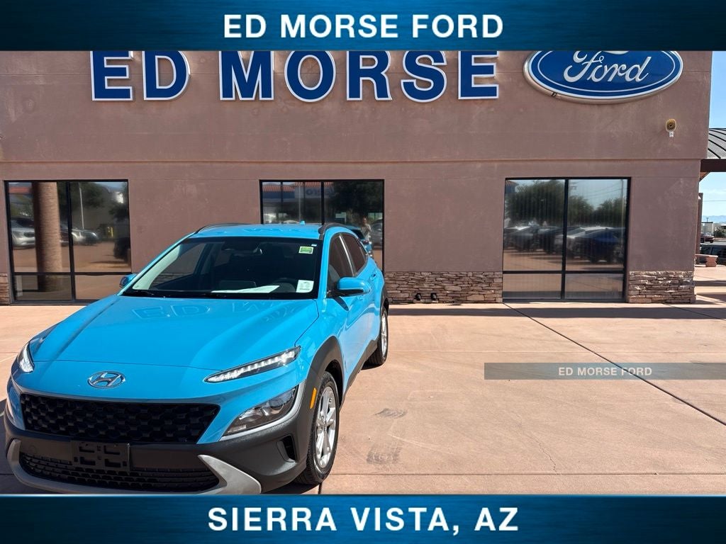 2023 Hyundai Kona SEL in Teal Isle — front three-quarter view
