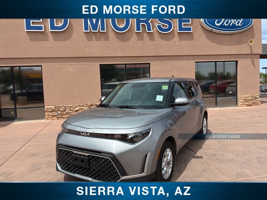2025 Kia Soul LX in Gray — front three-quarter view
